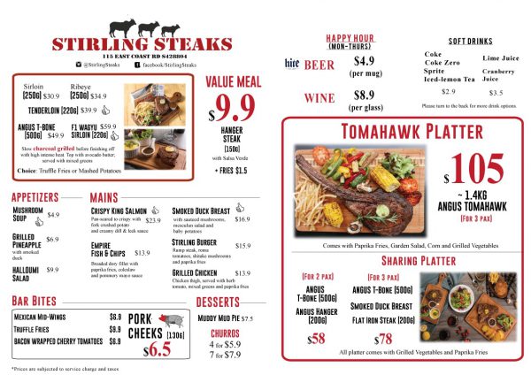 Stirling Menu (Front)